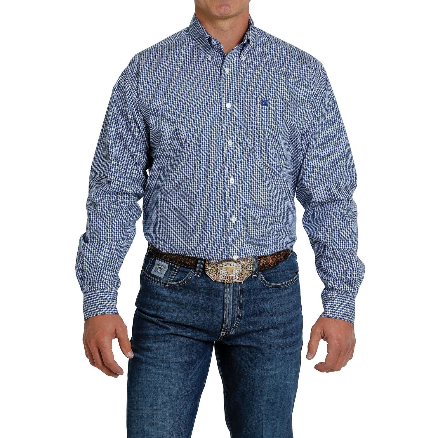 Cinch Mens LS Print Shirt Royal - MTW1105246