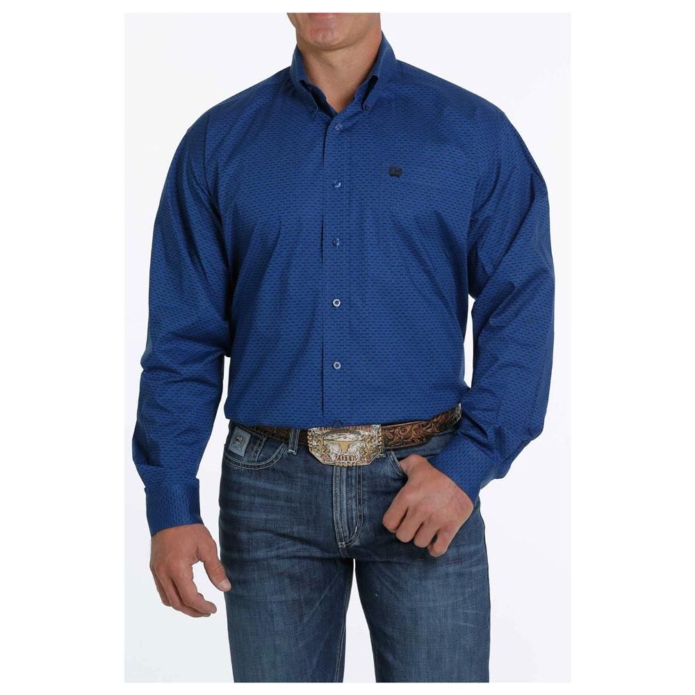 Cinch Mens LS Print Shirt Royal - MTW1105243