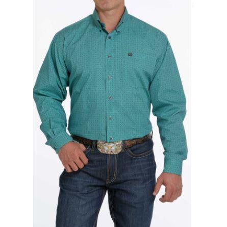 Cinch Mens LS Print Shirt Turquoise - MTW1105263