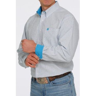 Cinch Mens LS Plaid Shirt White - MTW1105403