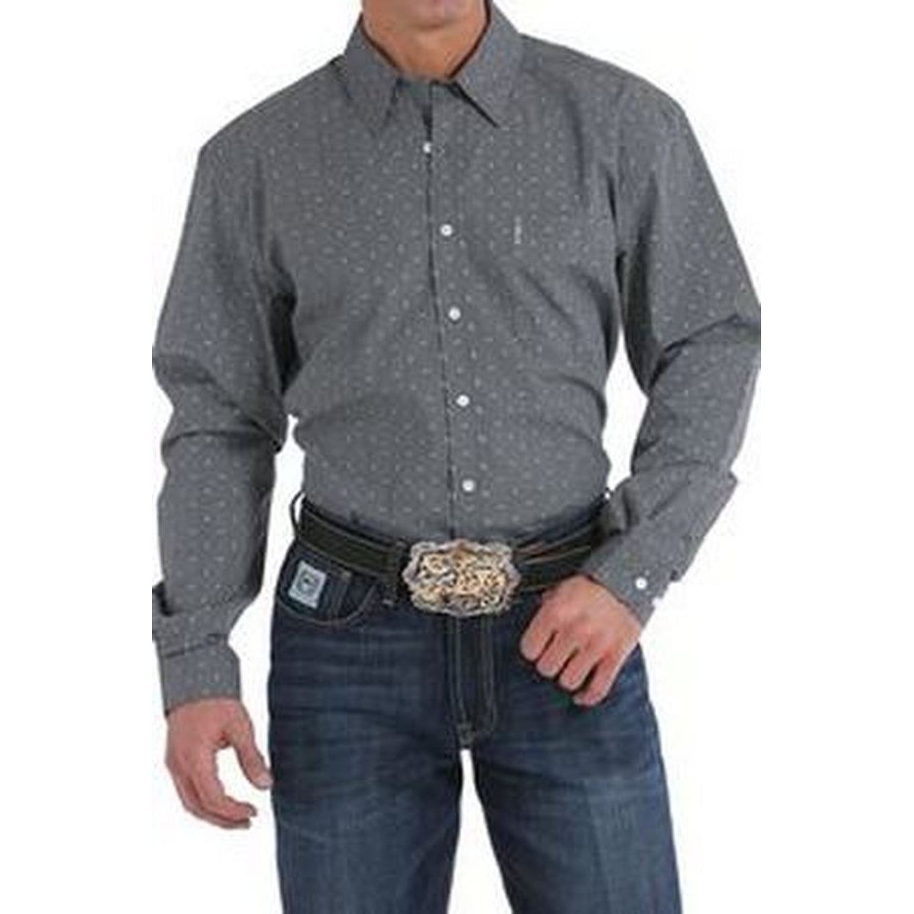 Cinch Long Sleeve Modern Fit Men's Shirt - Charcoal Print - MTW1343057