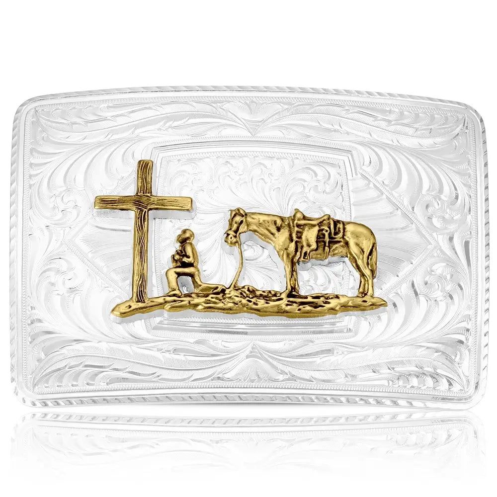 Montana Silversmiths Western Standard w/Praying Cowboy Belt Buckle
