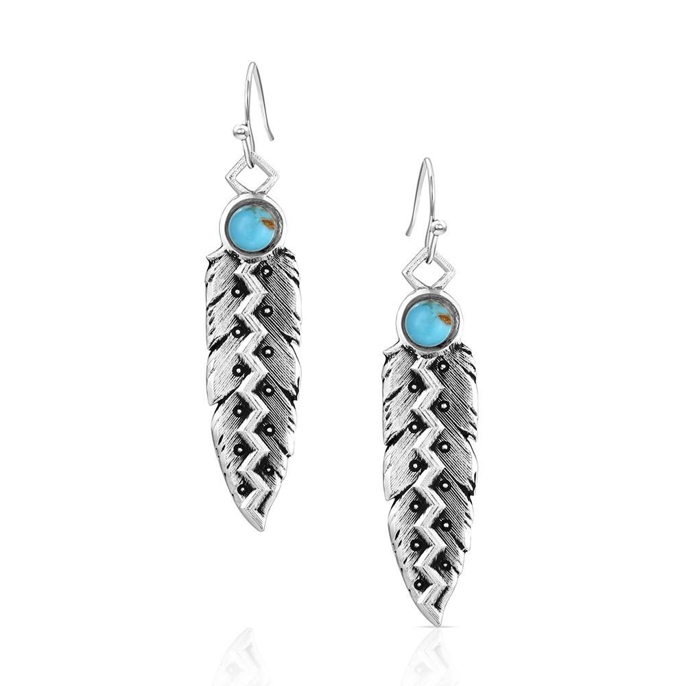 Montana Silversmiths Women's Wild Lightning Zig Zag Feather Dangle Earrings