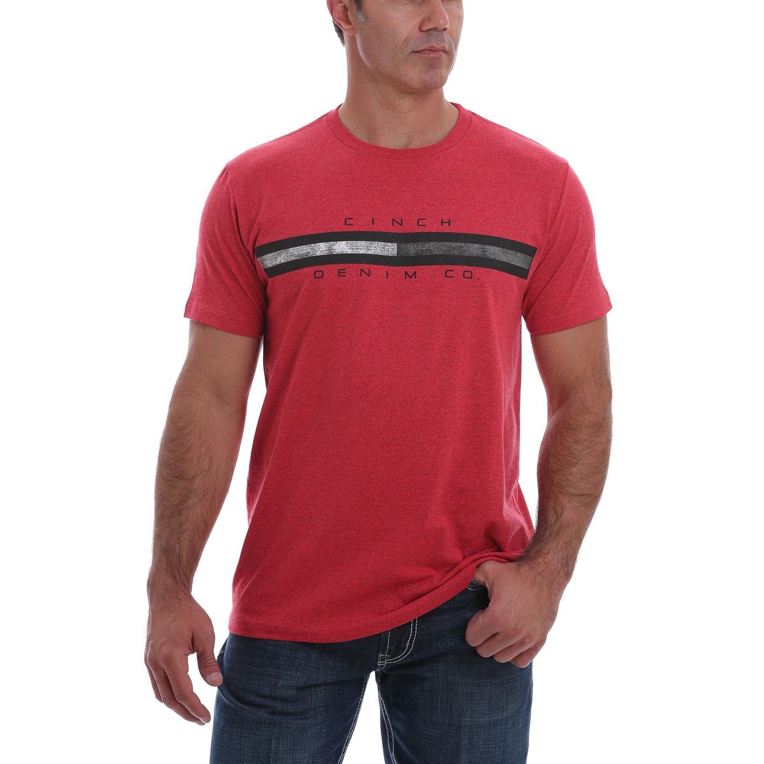 Cinch Mens SS Tee Heather Red - MTT1690412
