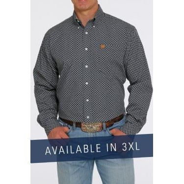 Cinch Mens LS Print Shirt Navy - MTW105421X-3XL