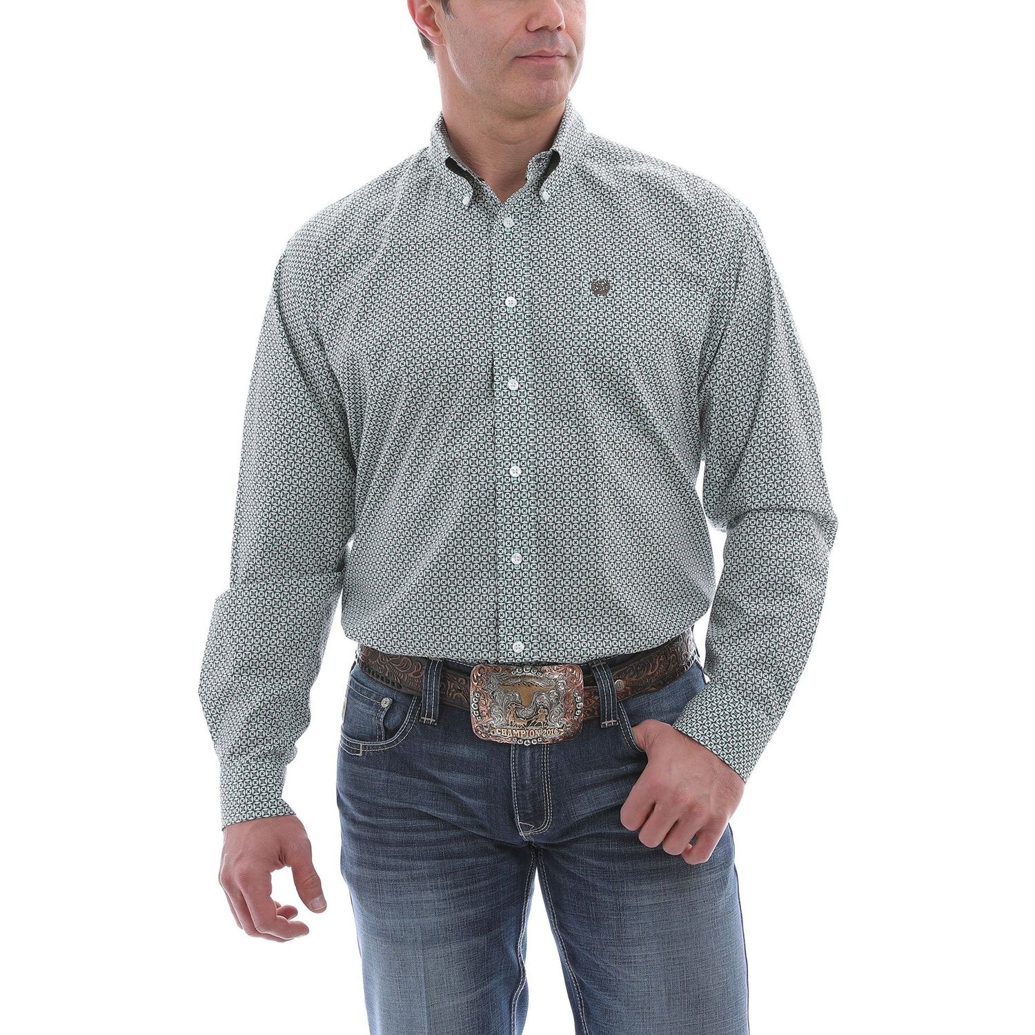 Cinch Mens LS Print Shirt Brown - MTW1105105