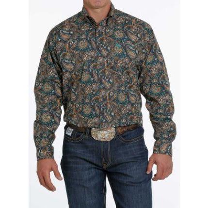 Cinch Mens LS Print Shirt Charcoal - MTW1105262
