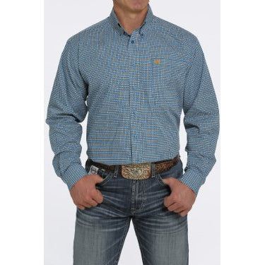 Cinch Mens LS Print Shirt Turquoise - MTW1105437