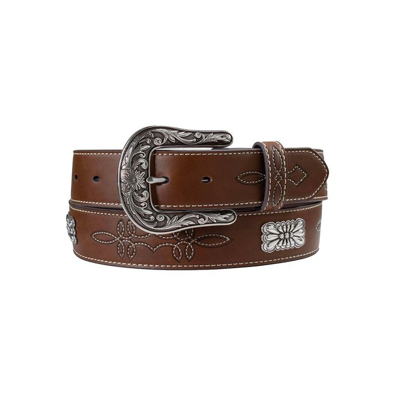 Nocona Women's Boot Stitch Concho Belt - Brown
