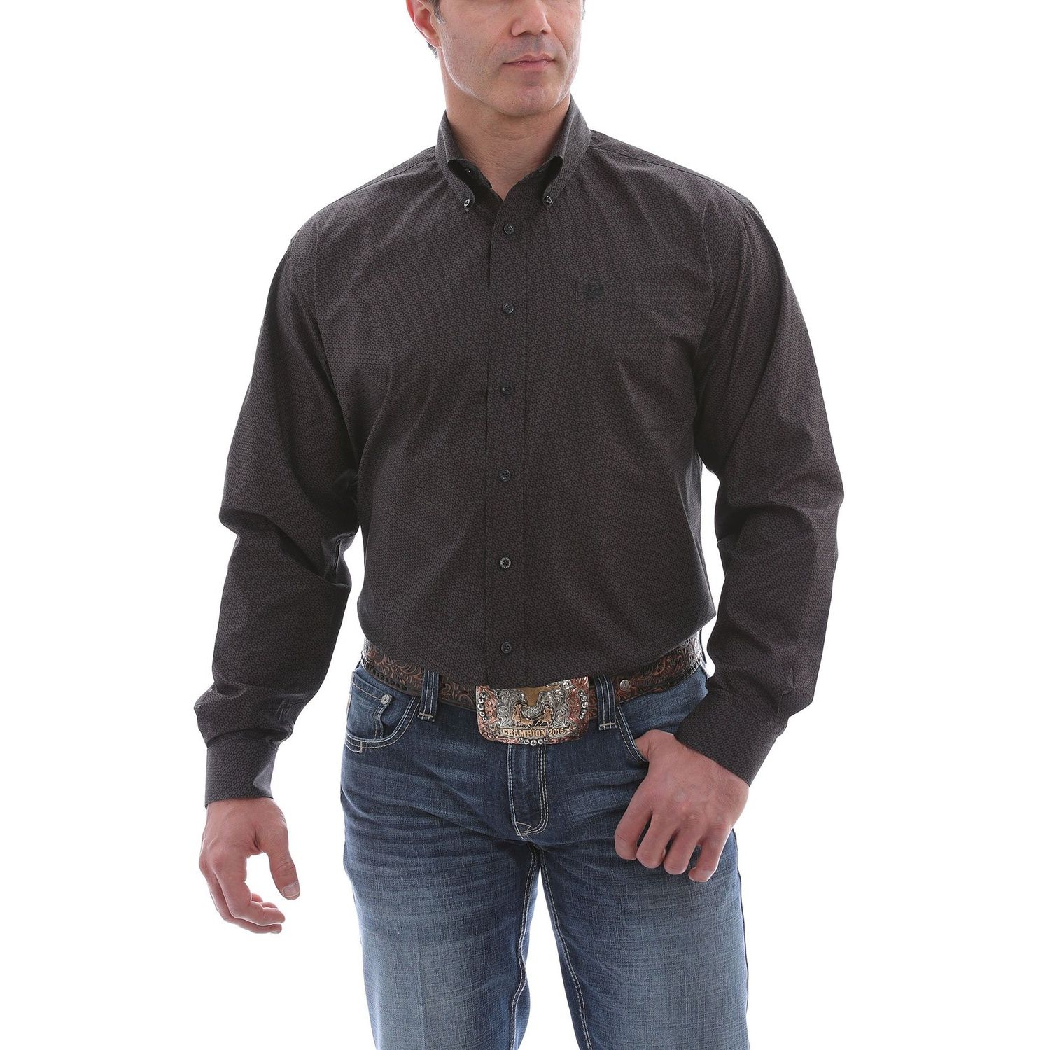 Cinch Mens LS Print Shirt Black - MTW1105106