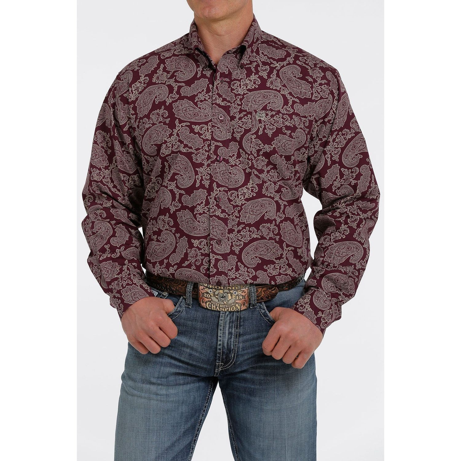 Cinch Mens LS Print Shirt Purple - MTW1105348