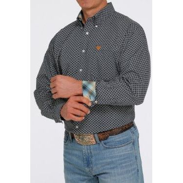 Cinch Mens LS Print Shirt Navy - MTW1105421