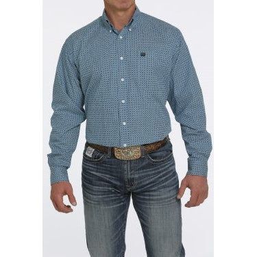 Cinch Mens LS Print Shirt Turquoise - MTW1105440