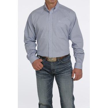 Cinch Mens LS Print Shirt Light Blue - MTW1105463