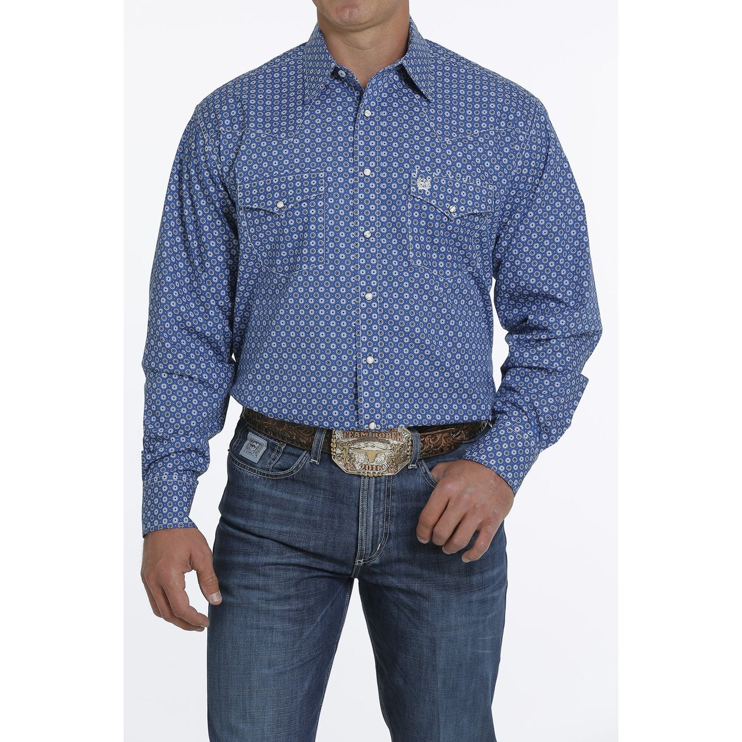 Cinch Mens LS Print Shirt Royal - MTW1682039