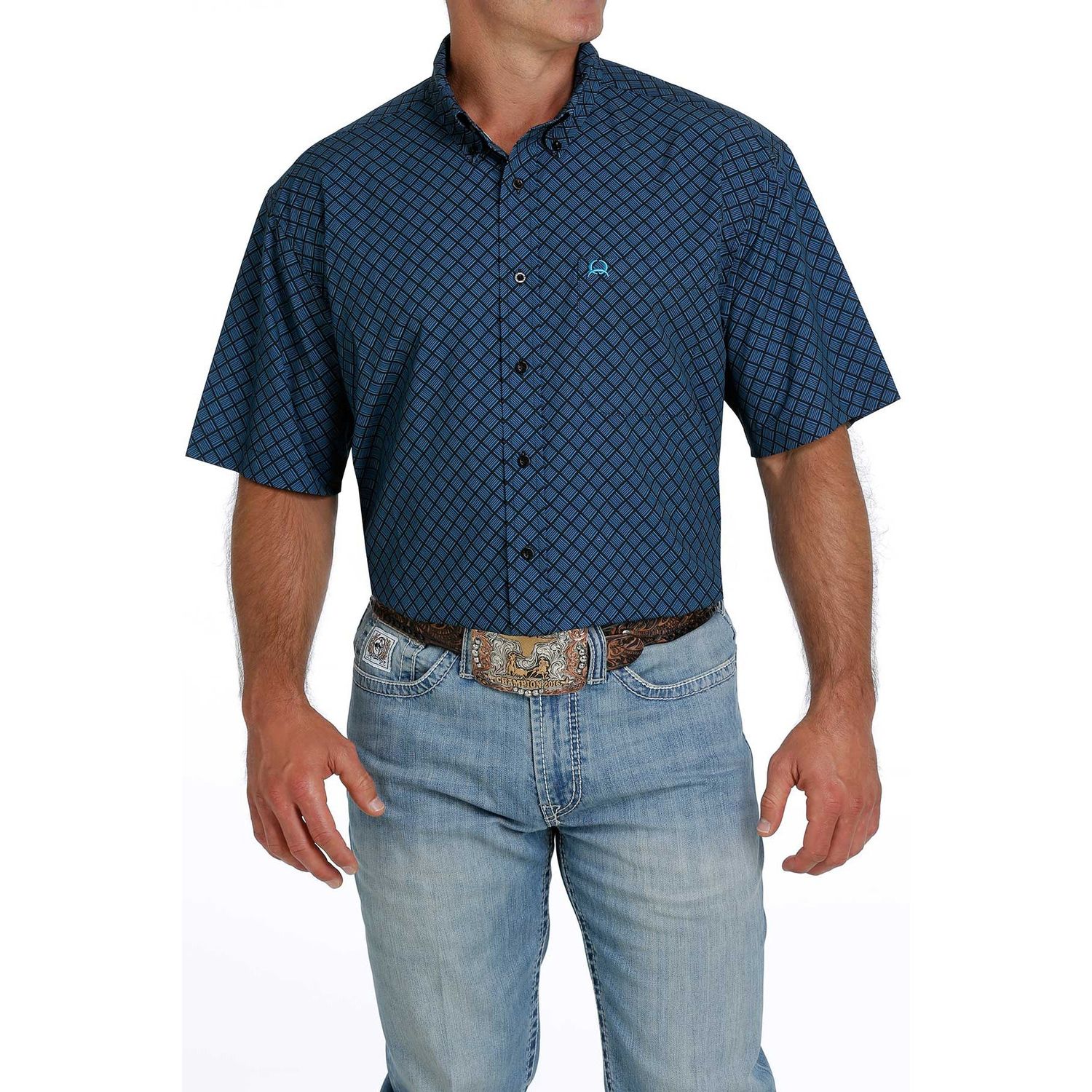 Cinch Mens SS Print Arenaflex Shirt Black - MTW1704080