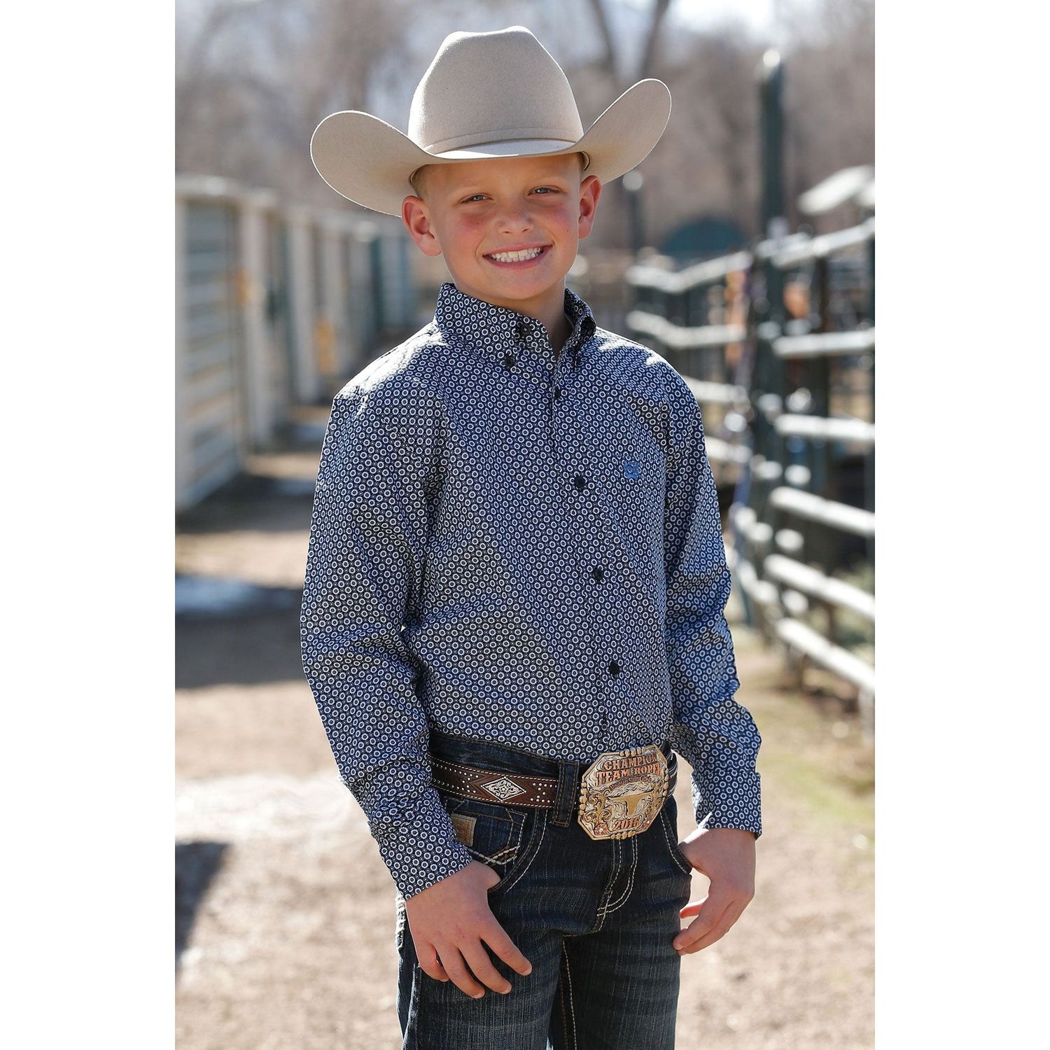 Cinch Boys LS Print Shirt - Black - MTW7060271