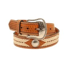 **Nocona Men's Basketweave Rawhide Laced Belt - Natural Colour
