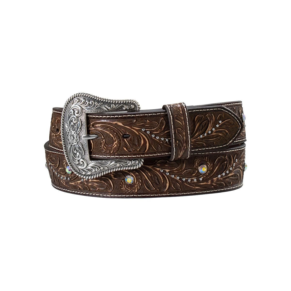 Nocona Women's Scroll Nail Head Belt - Brown