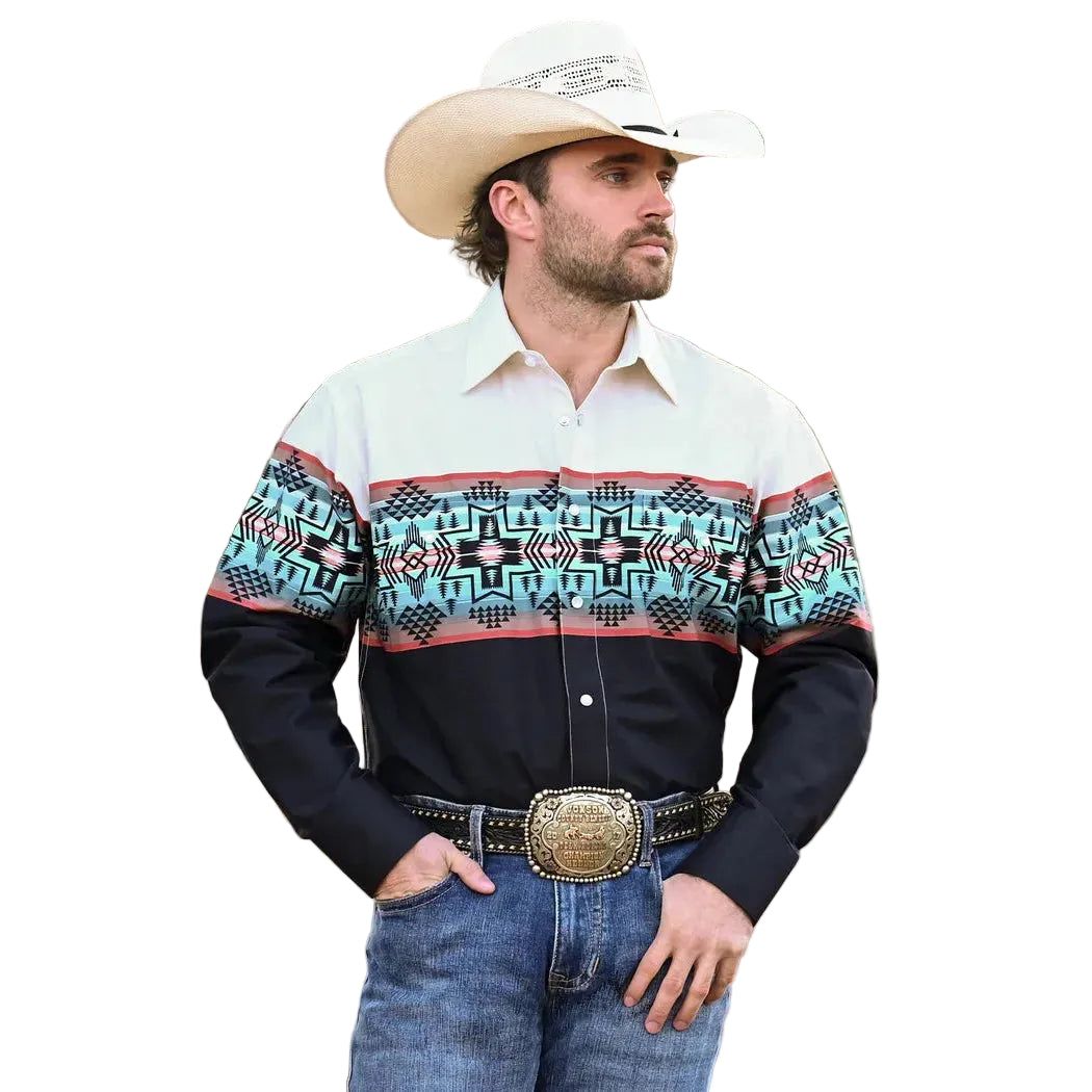 Panhandle Men's Boarders Long Sleeve 2 Pocket Snap Shirt - Tan - SMN2S08294