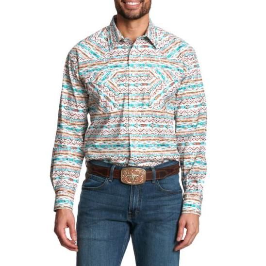 Panhandle Men's Long Sleeve Snap Shirt- Turquoise - RMN2S05683
