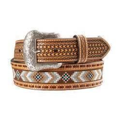 Nocona Men's Diamond Embroidered Belt - Natural