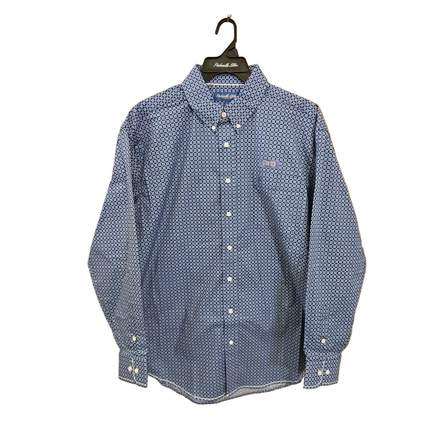 Panhandle Men's Long Sleeve Button Down Shirt - Blue - RMB2S08268