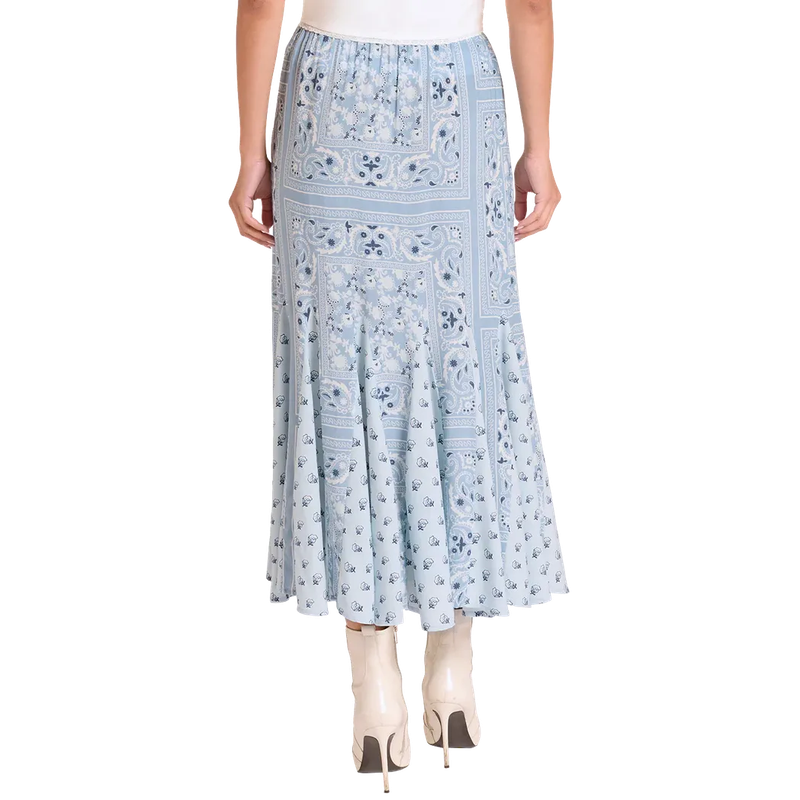 Panhandle Slim Women's Patch Bandana Print Challis Maxi Skirt - Blue