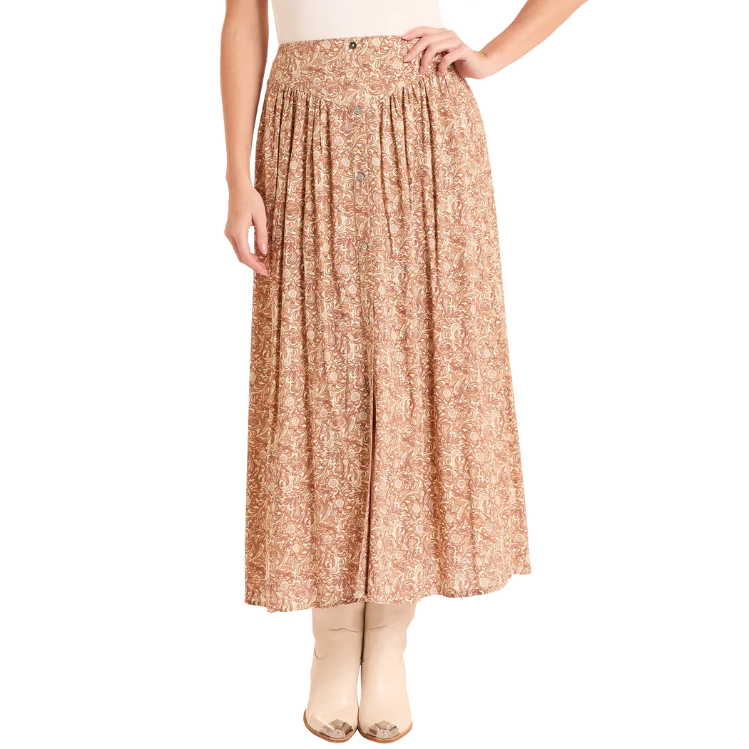 Panhandle Slim Women's Tooled Print Maxi Skirt - Tan