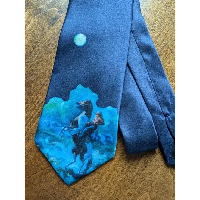 Renee Gould Rearing Pony Silk Tie - Navy