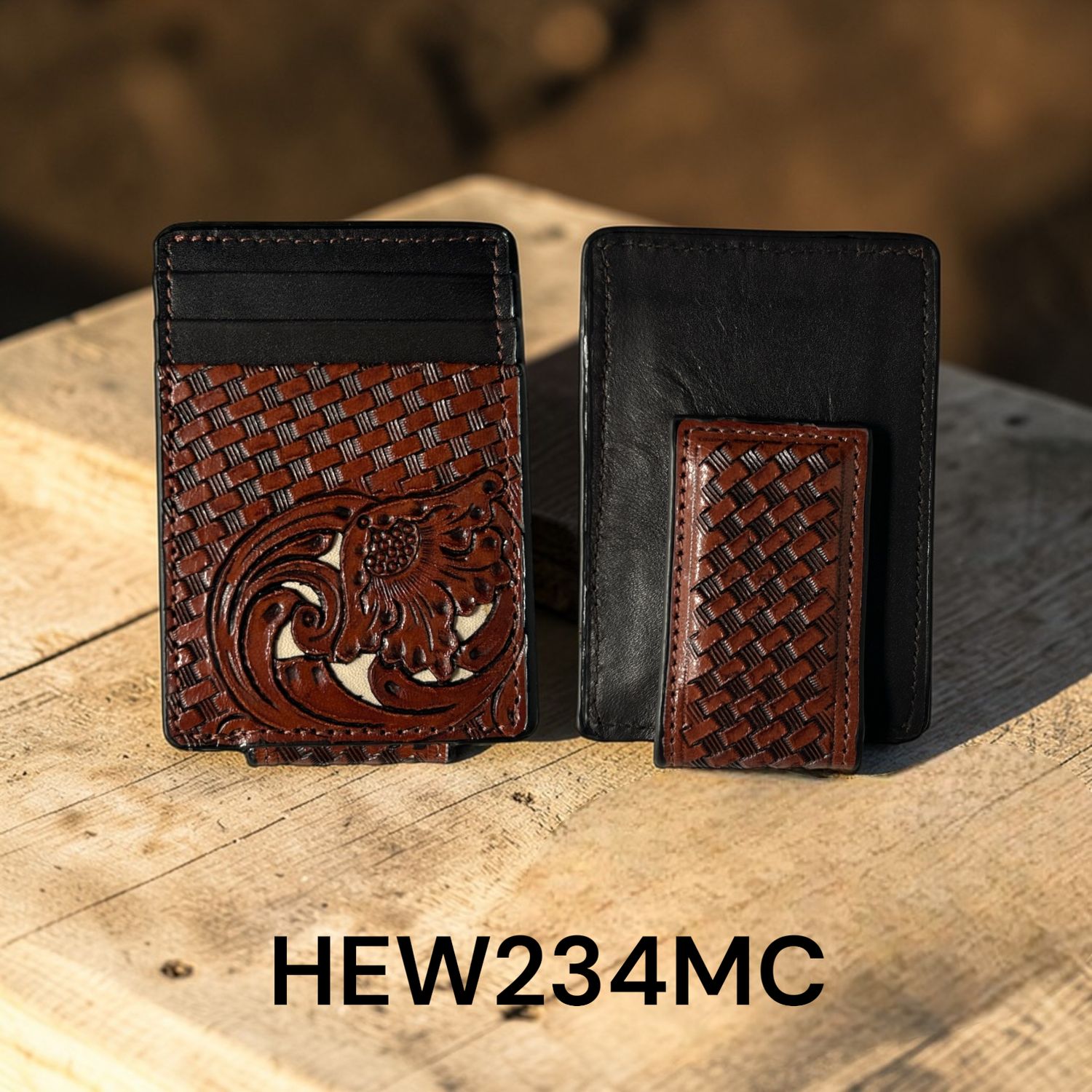 Ranger Belt Co. Basket Weave &amp; Floral Filigree Money Clip