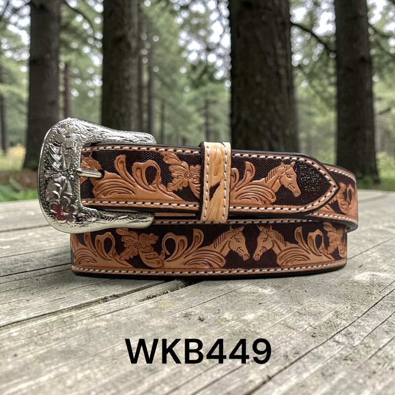 Ranger Belt Co. Kid's Floral &amp; Horse Head Belt