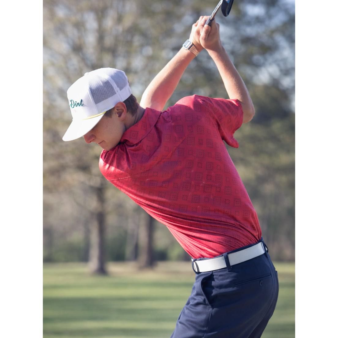 Red Dirt Hat Co. Short Sleeve Polo Shirt - Deep Red Aztec