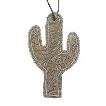 Rescent It - Cactus Shape Leather Car Charms - Brown/Beige