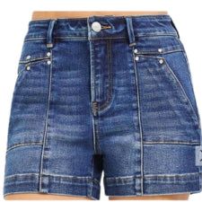 Risen Women's High Rise Featuring Decorative Seam Details Shorts - Dark