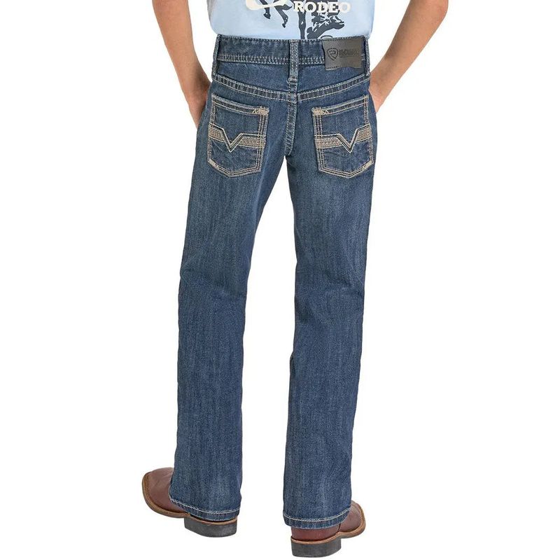 Rock &amp; Roll Boy's Seam Embroidered Straight Stitch Bootcut Jeans - Dark Vintage