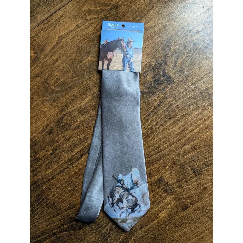 Renee Gould Bronc Silk Tie - Silver