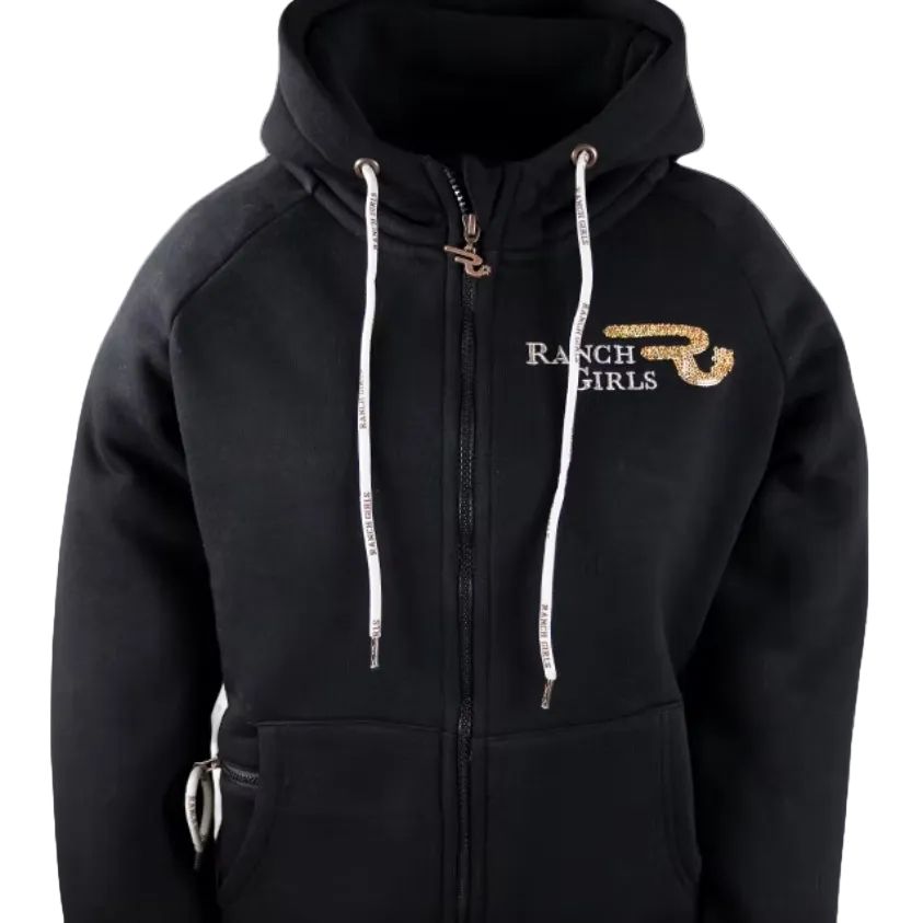 RG Women's Shiny Hooded Sweatshirt Jacket - Black