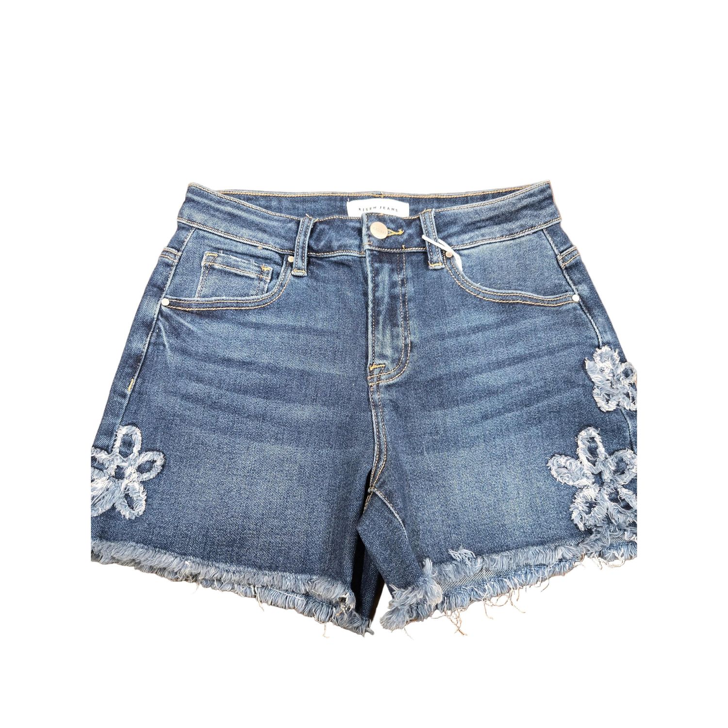 Risen Women's High Rise Flower Patched Shorts - Dark
