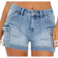 Risen Women's High Rise Side Cargo Pocket Shorts - Light