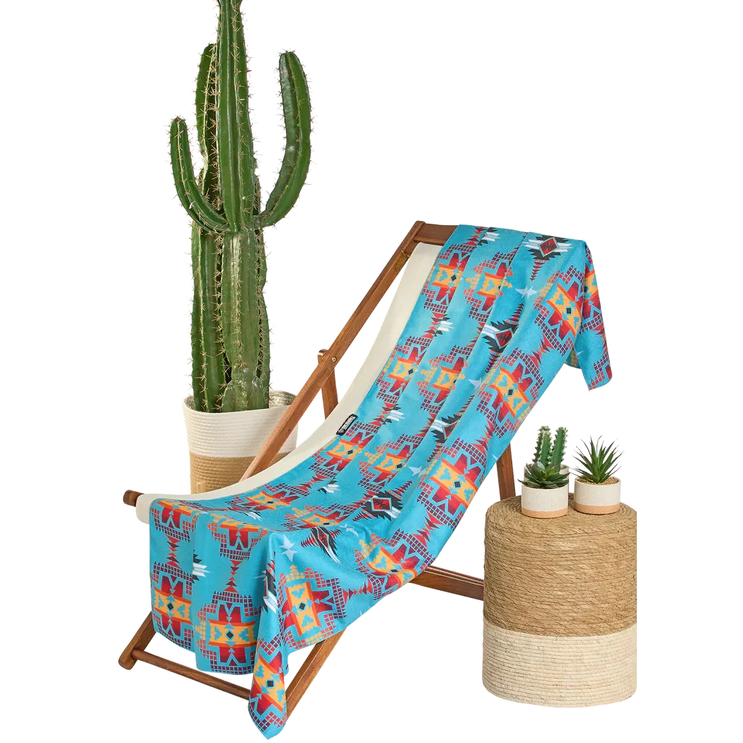 Rock &amp; Roll Aztec Micro Fiber Towel - Turquoise