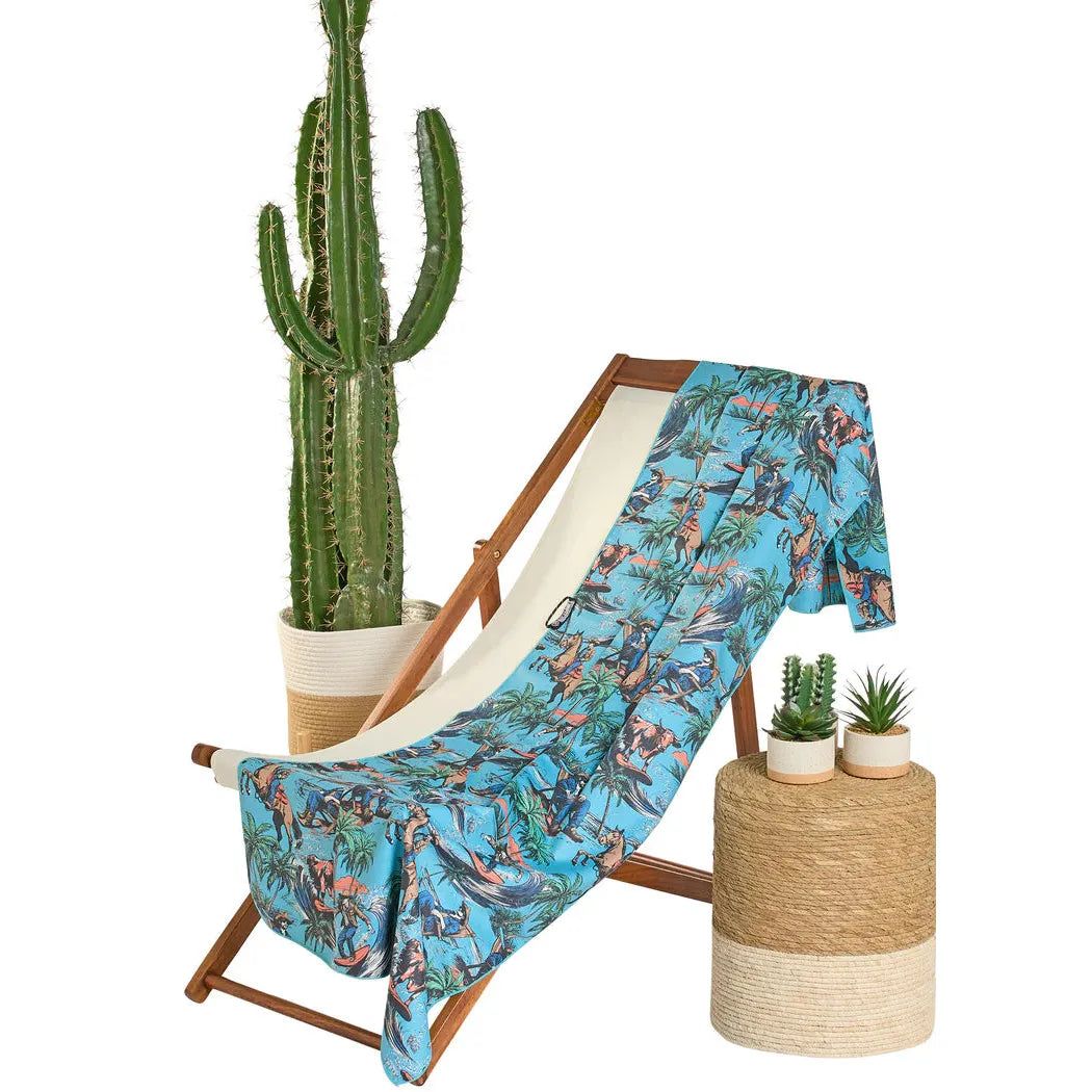 Rock &amp; Roll Beach Cowboy Micro Fiber Towel - Turquoise