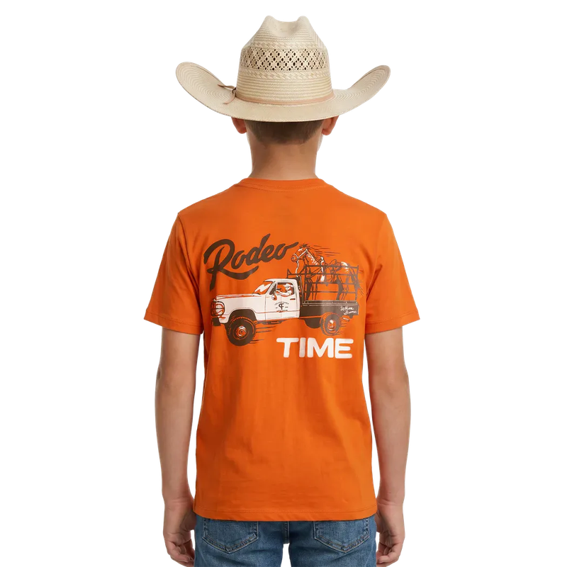 Rock &amp; Roll Boy's Dale Brisby Rodeo Time Truck Graphic Tee Shirt - Rust