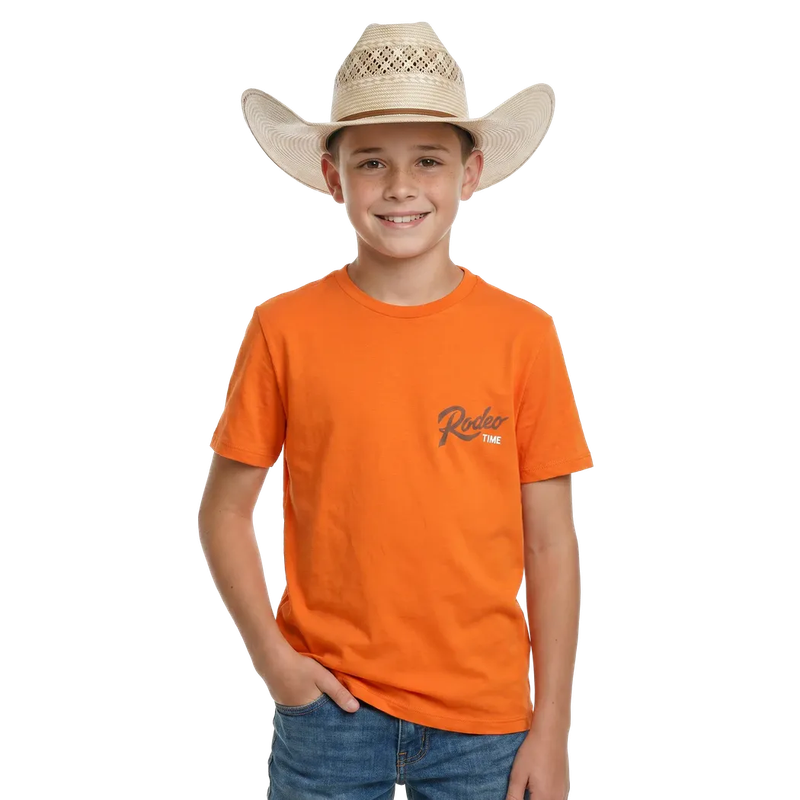 Rock &amp; Roll Boy's Dale Brisby Rodeo Time Truck Graphic Tee Shirt - Rust