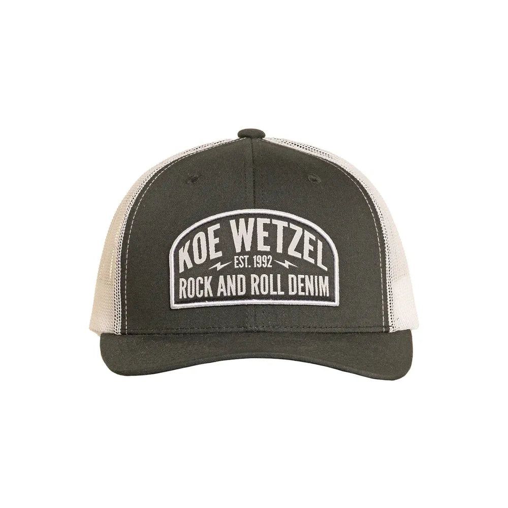 Rock &amp; Roll Denim Koe Wetzel Mesh Snapback Curved Brim Cap - Black