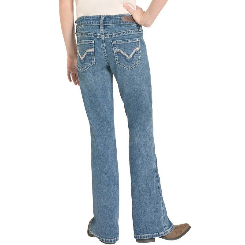 Rock &amp; Roll Girl's Classic Stitch Pocket Bootcut Jeans - Medium Wash
