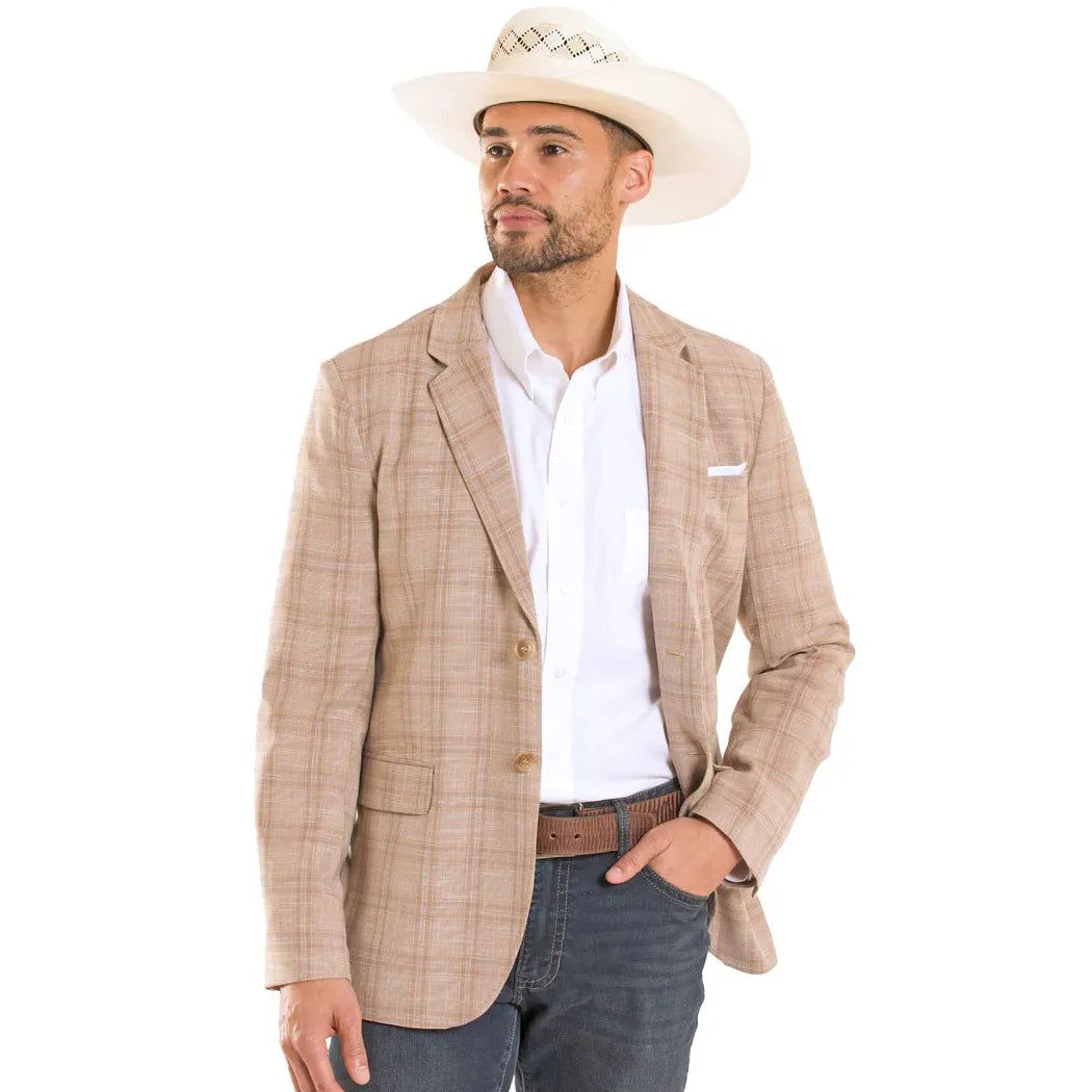Rock &amp; Roll Men's Graph Plaid Yarn Dye Sport Coat - Tan