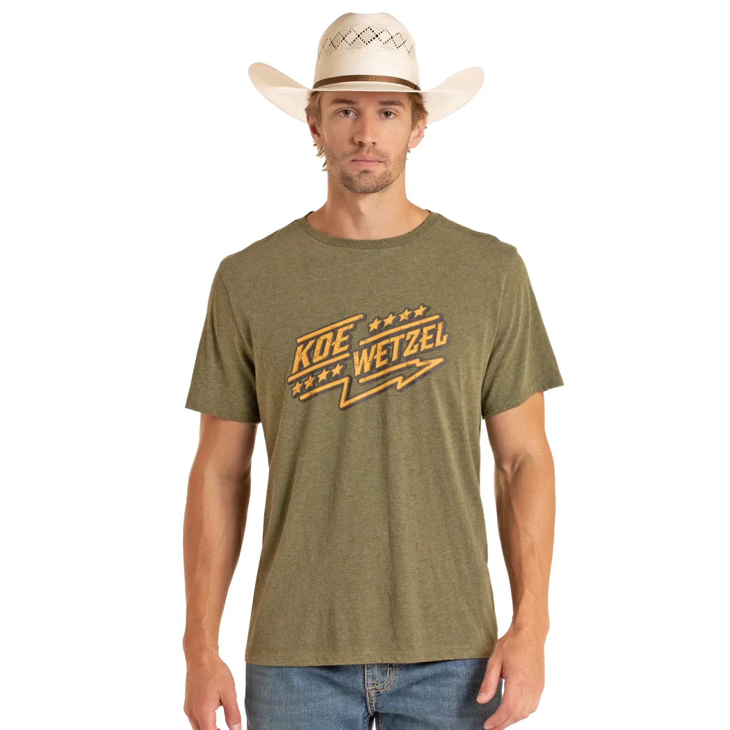 Rock &amp; Roll Men's Koe Wetzel Bolt Graphic Tee Shirt - Olive