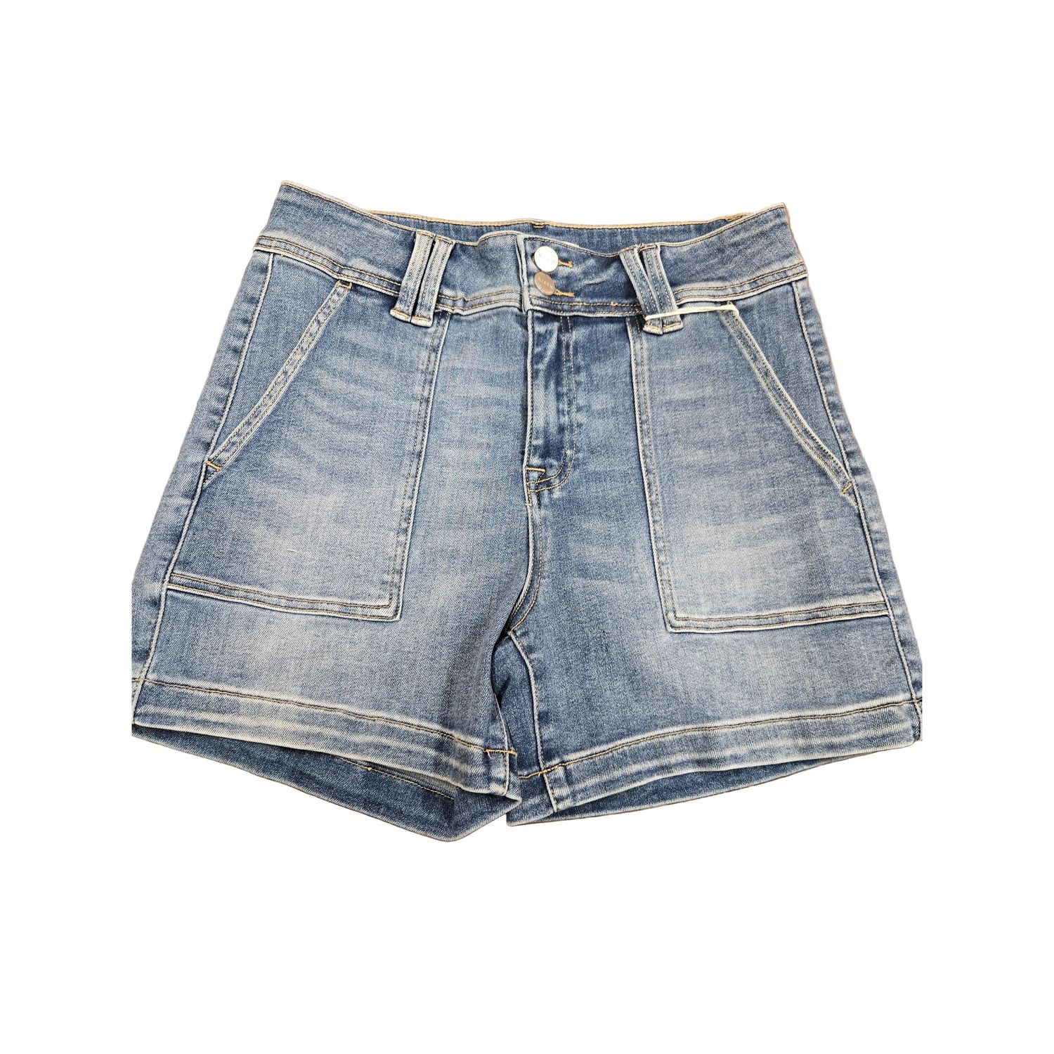 Risen Women's High Rise Patched Front Pocket Shorts - Medium