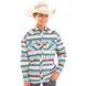 Rock &amp; Roll Boy's Aztec Serape Stripe Printed Long Sleeve Shirt - Teal